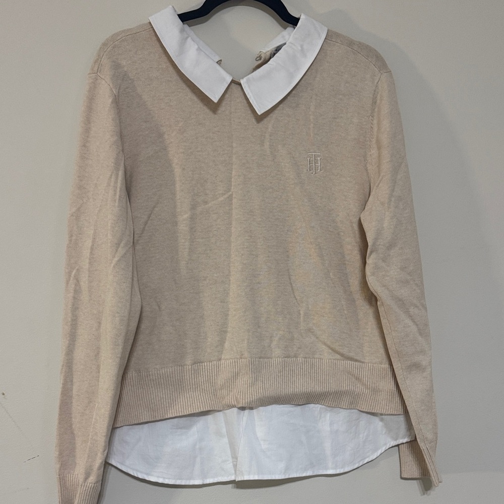 Tommy Hilfiger Beige and White Blouse